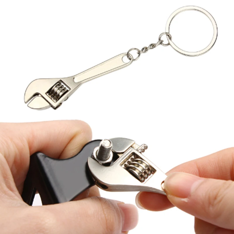 Mini Tools Wrench Keychain Silver Metal Car Key Ring High