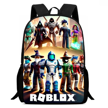 15-Inch Roblox Kids Gaming Backpack - Cartoon Themed School Bag, Unisex for Boys & Girls Ages 5-8, Adjustable Padded Straps 1