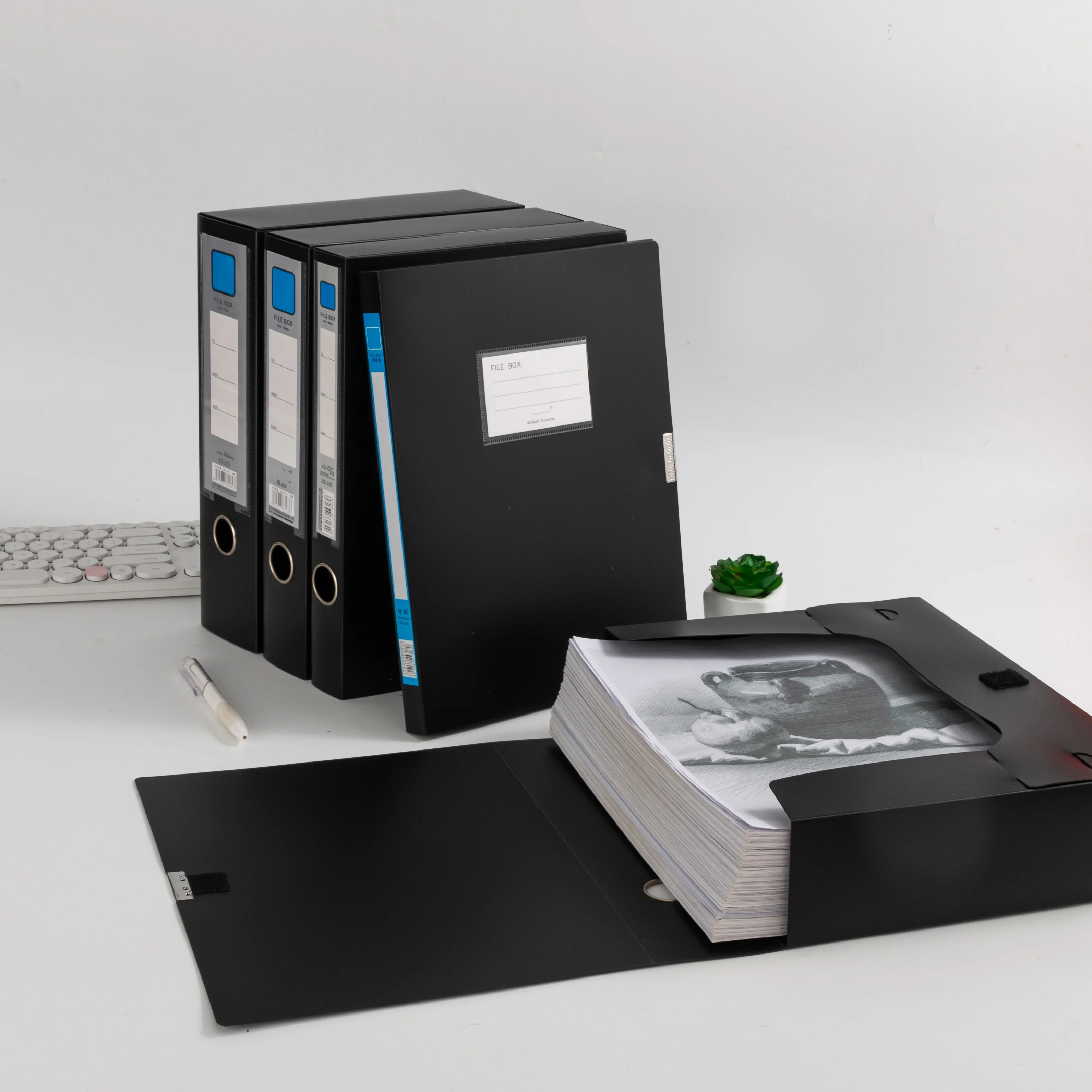 3-Pack Foldableable Storage File Box Classification Storage Document Information Contract Copy Office Essential Supplies - 5