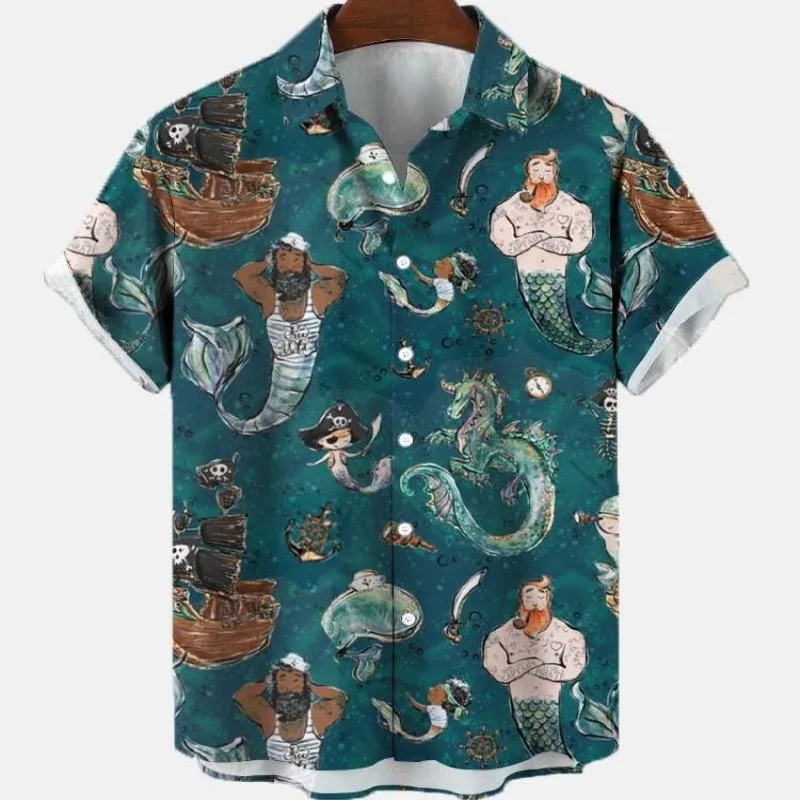 Hawaiian Shirt 3D Men Summer Street Costumes Skeleton Floral