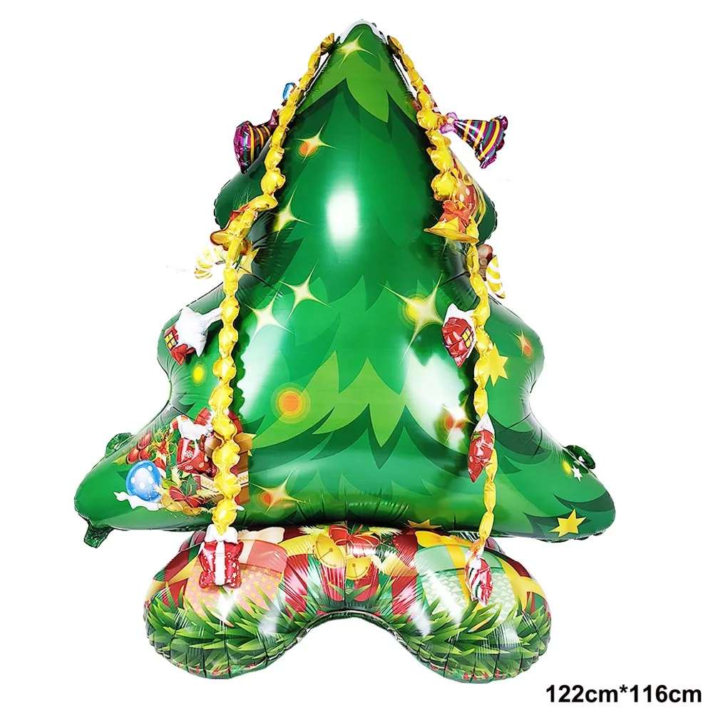 thumbnail image 1 of Globo de pie con temática navideña, lindo muñeco de nieve de dibujos animados, Papá Noel, hombre de jengibre, caja de regalo, globo, decoración para fiesta de Navidad, 1 of 5