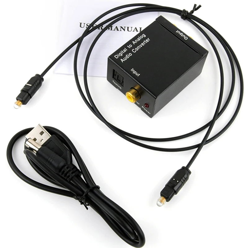 Premium Optical Coax Toslink to RCA Stereo Audio Converter Adapter