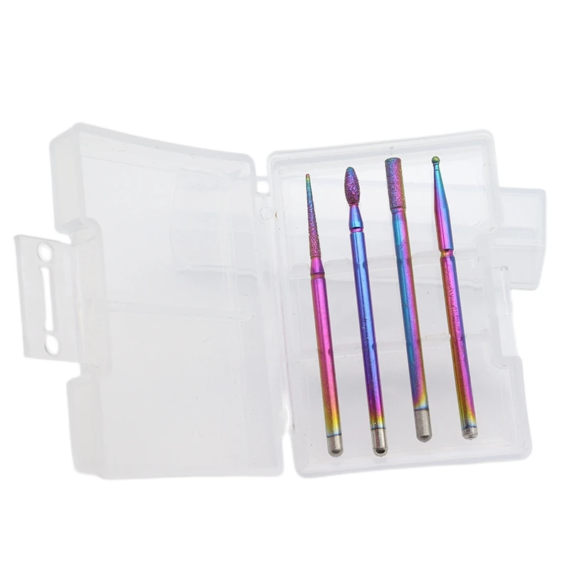 

Набор фрез для маникюра и педикюра, набор из 4 алмазных насадок радужного цвета, электрические фрезы для ногтей, пилки для кутикулы