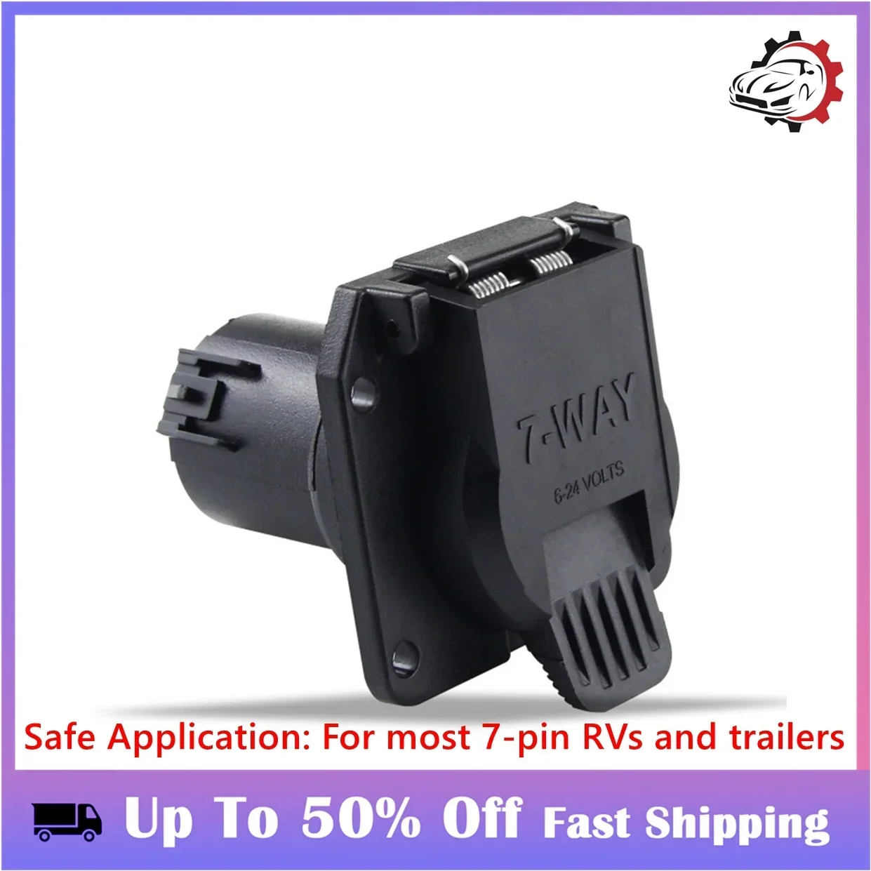 7 Pin Trailer Socket Adapter 6-24V 7-way RV Motorhome Power Plug Socket Connector Accessory For Trailer Tractor