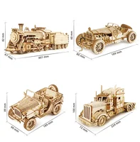 DIY Manual Assembly Model Car Wooden Retro Bus 3D Puzzle Camper Van Children Boy Girl Gift Educational Toys Home Decoration 2
