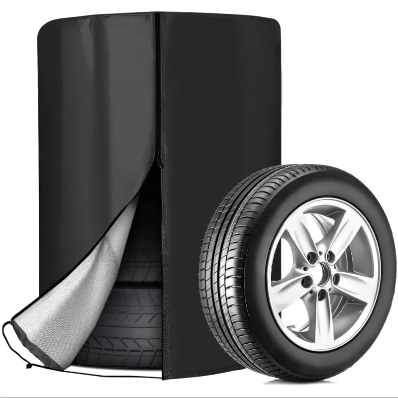 Multilayer tire cover waterproof silver coated oxford cloth zipper multilayer tire cover Wheel Protector Car-cover
