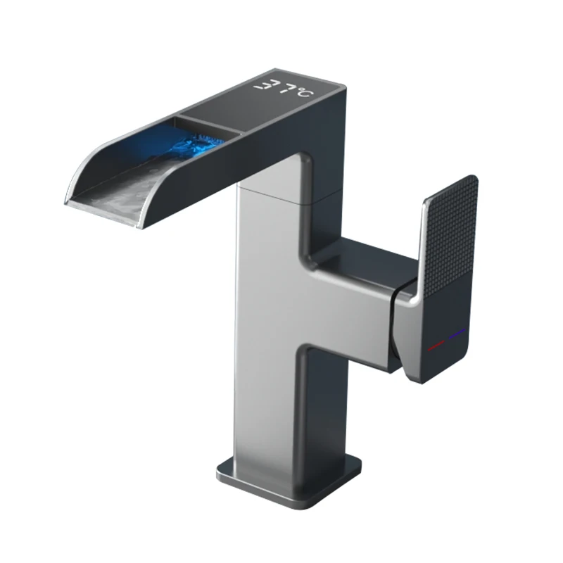 Rubinetto Lavabo A Cascata Con Luce LED Che Cambia Colore Con La Temperatura - Design Moderno, Installazione Facile Senza Elettricità - 2