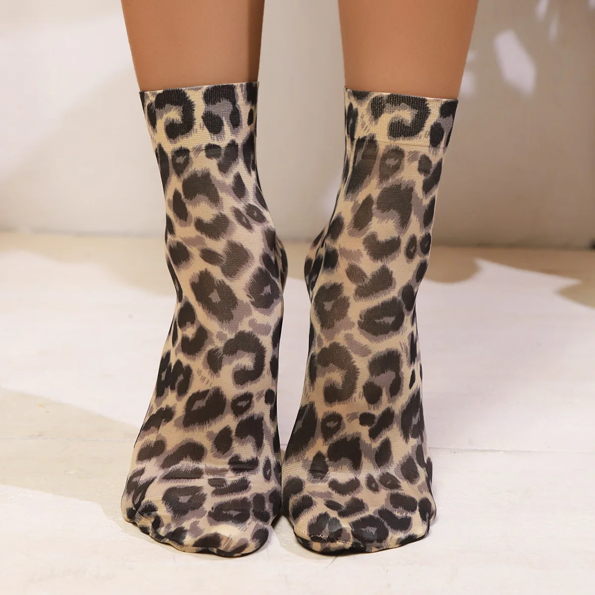 Leopard Print Ultra Thin High Elastic Summer Socks