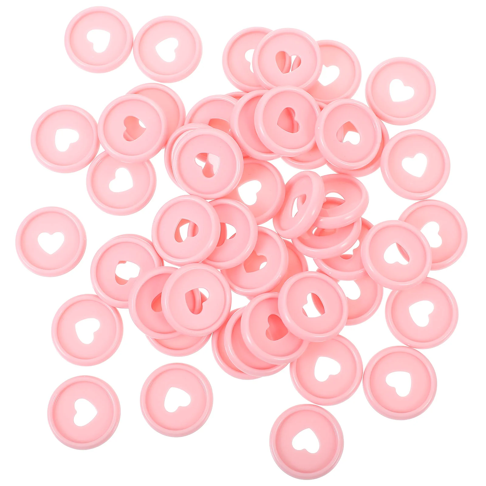 50 Pcs Macaron Color Binding Buttons Heart Shaped Notebook Discs Plastic Buckles Loose Leaf Binder Spines Office Binding