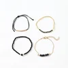 4Pcs/Set Fashion Black Glass Stone Bracelets For Women Boho Handmade Jewelry Accessories 6