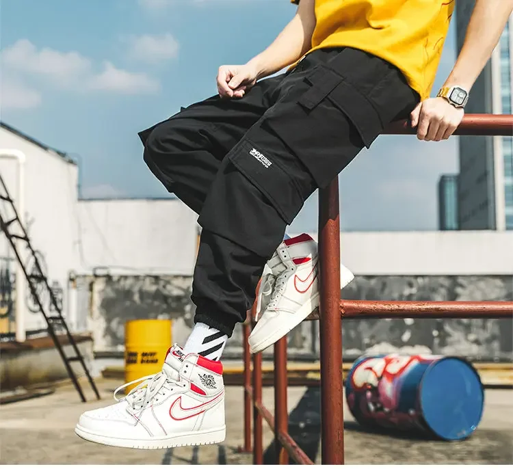 Description Picture 5 of itemMen Cargo Pants Streetwear Black Fashion Sweatpants Casual Trousers Male Jogging Elastic Waist Harem Pants Large Size