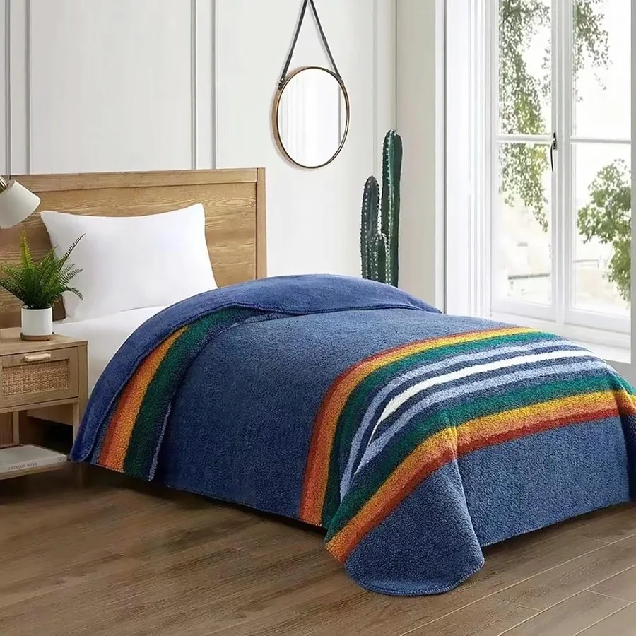 Boho Sherpa Fleece Blanket 90'' × 112'' Ultra Soft Aztec King Blanket for All Season Cozy Plush Bohemian Throw Blanket for Bed