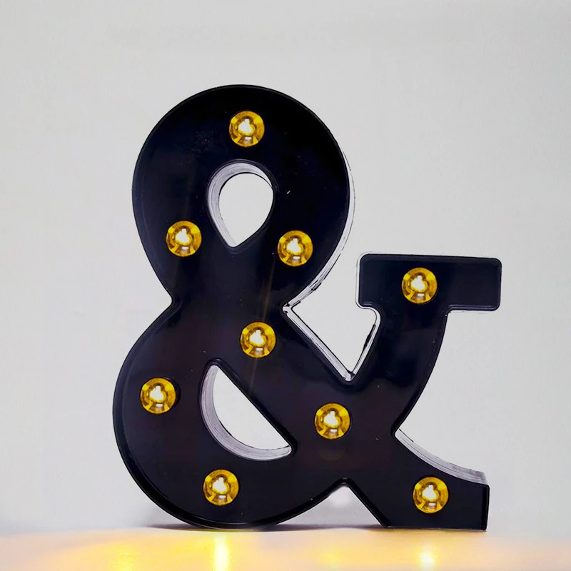 thumbnail image 1 of Letras de 22 cm con luz LED, letras del alfabeto negras, números, luz de noche, letras de Navidad para el hogar, suministros para fiestas de cumpleaños, decoración, 1 of 5