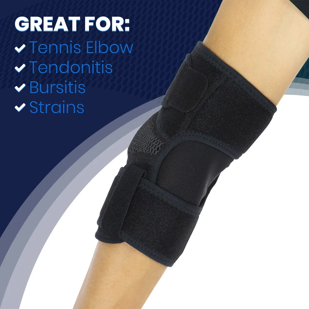 Neoprene Sports Compression Sleeve Elbow Brace Wraps for Tendonitis Bursitis Left Right Arm Support Epicondylitis Golfers 1 PCS