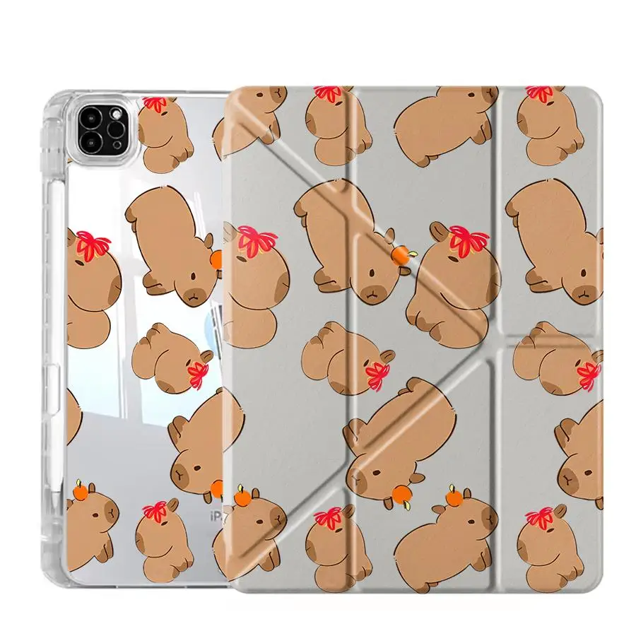 Capybara Love Y-Fold Tablet Case with Stand and Holder