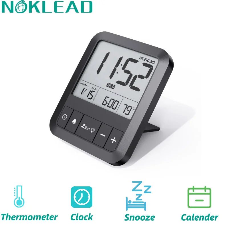 NOKLEAD Mini Portable Digital Travel Alarm Clock with LCD Backlight
