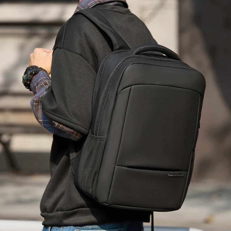 Men's Leather Backpack Black 15.6inch Laptop Luxury Designer Backpack  Waterproof PVC Multifunction Fashion Business Travel Bag