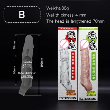 Large Realistic Penis Extender Sleeve Penis Enlargement Reusable Condom Sex Toy for Men Delayed Ejaculation Cock Cover Adult Toy 5