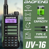 BAOFENG UV-16 Walkie Talkie Tri-Band 10 KM Powerful Waterproof VHF/UHF CB Ham Dual Band Professional Two Way Radio USB-C Charger 1