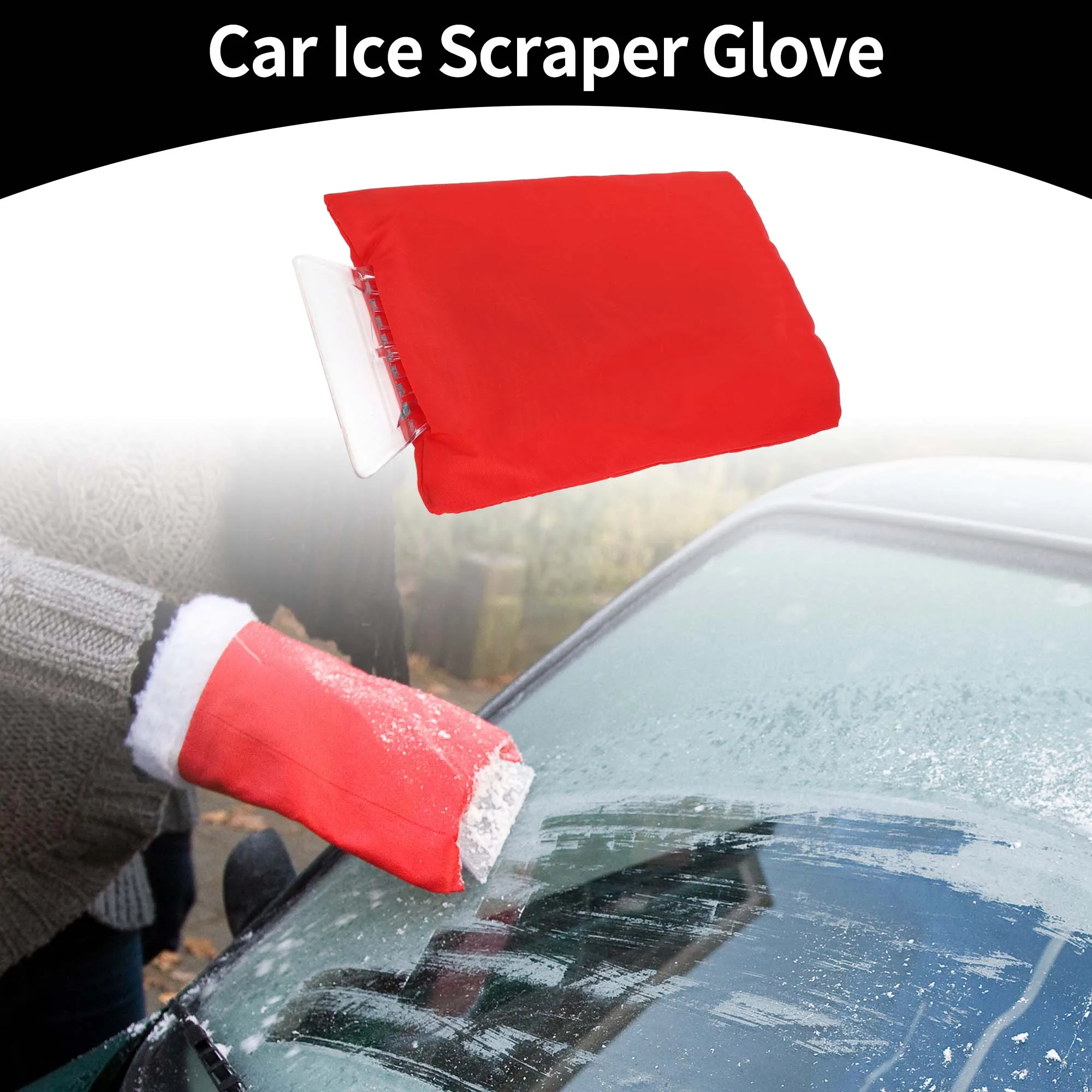 UXCELL 17x25cm Universal Car Ice Scraper Glove Insulated Warm Mitt Glove W/ Snow Frost Remover for Car Truck Windscreen Portable