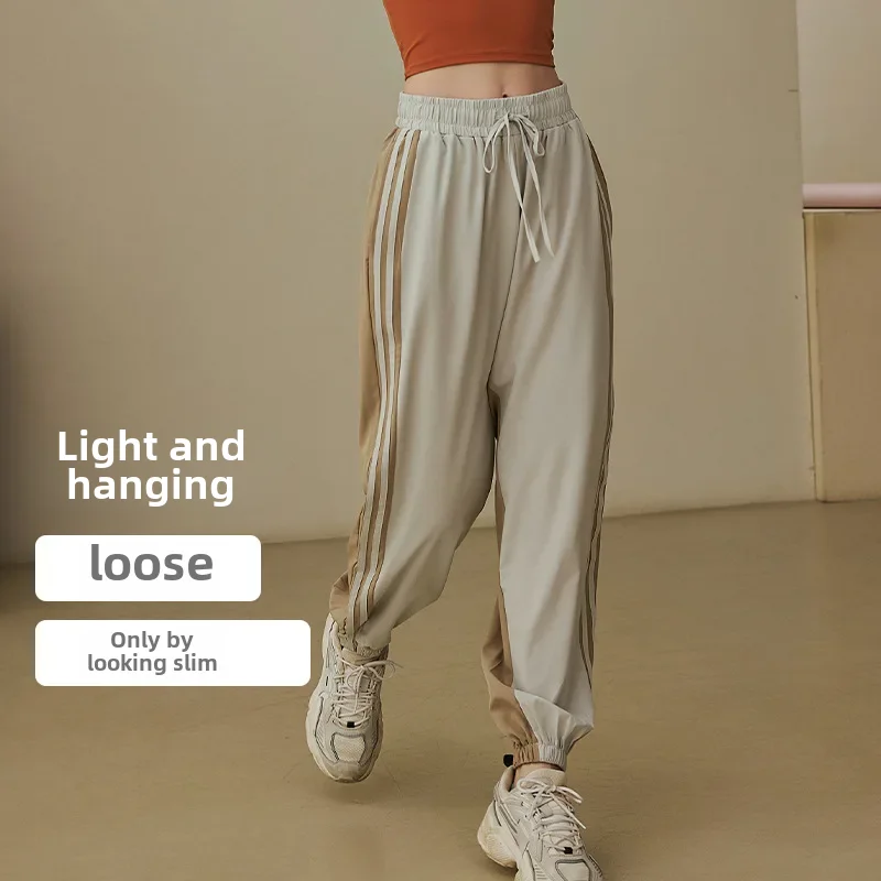 Zhisheng Loose-fit Women's High-waisted Leggings Professional Running Training Fitness Ankle-length Trousers Skateboarding Pants