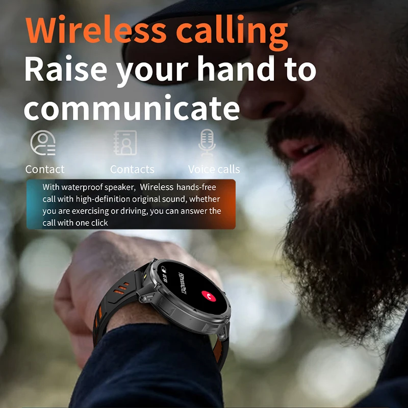 LIGE New Health Smartwatch 1000mAh Battery LED Flashlight Compass Smart Watch Man BT Call Sport IP68 Waterproof Smartwatches Men