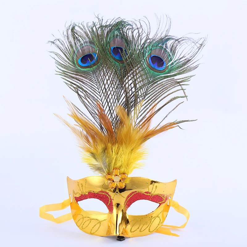 

Halloween Masquerade Peacock Fur Mask Beauty Princess Party Catwalk Half Face Mask