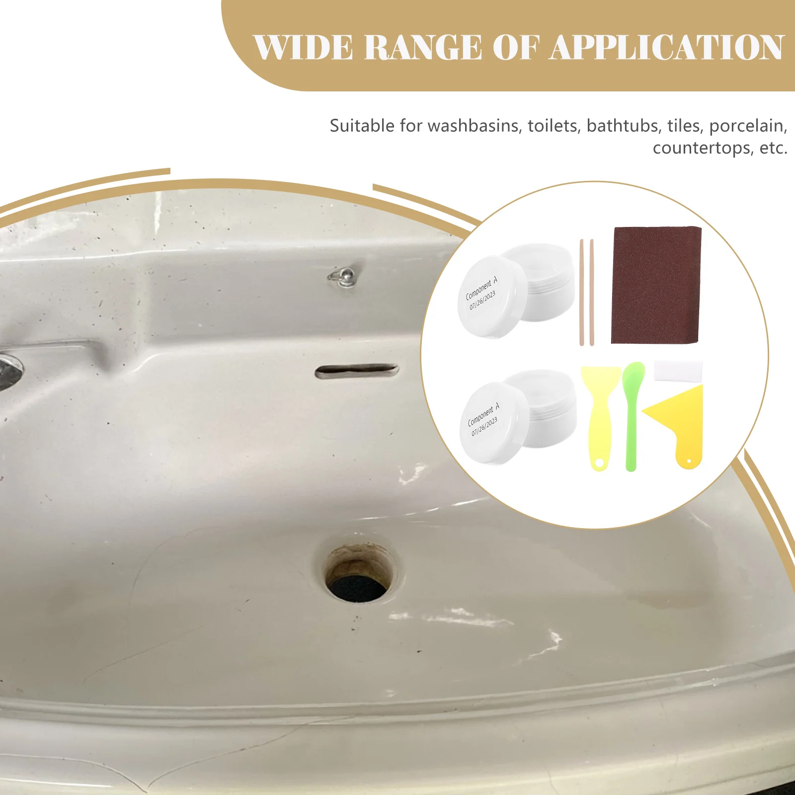 Ceramic Repair Kit Acrylic White Tub Tile Bathtub Refinishing for Pans Fiberglass Porcelain Suite