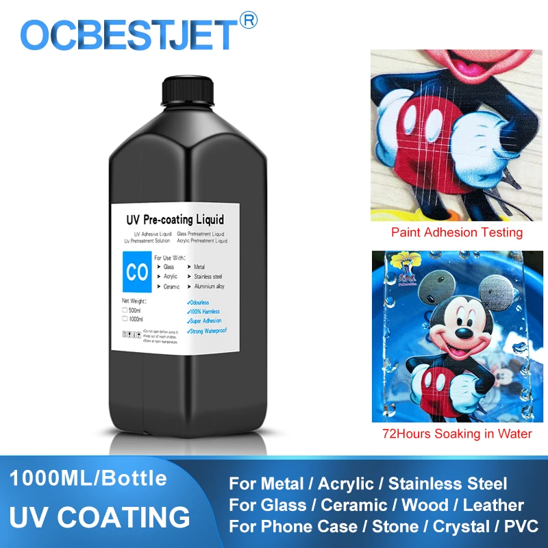 Revêtement UV 1000ML Sans Odeur - Pour Impression Sur Verre, Bois, Métal, Cuir, Etc.