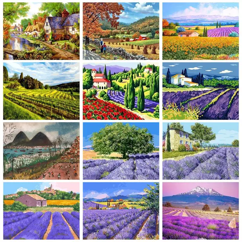 Lavender Garden - Paint by Numbers Kit for Adults DIY Oil Painting Kit on  Canvas