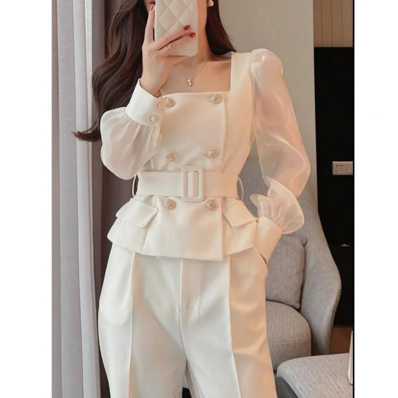 

Sexy Fashion Pant Summer Temperament Set Of Two Pieces For Women's Sets Trouser 2 Piece Outfits Pants Elegant Blazer Suit New