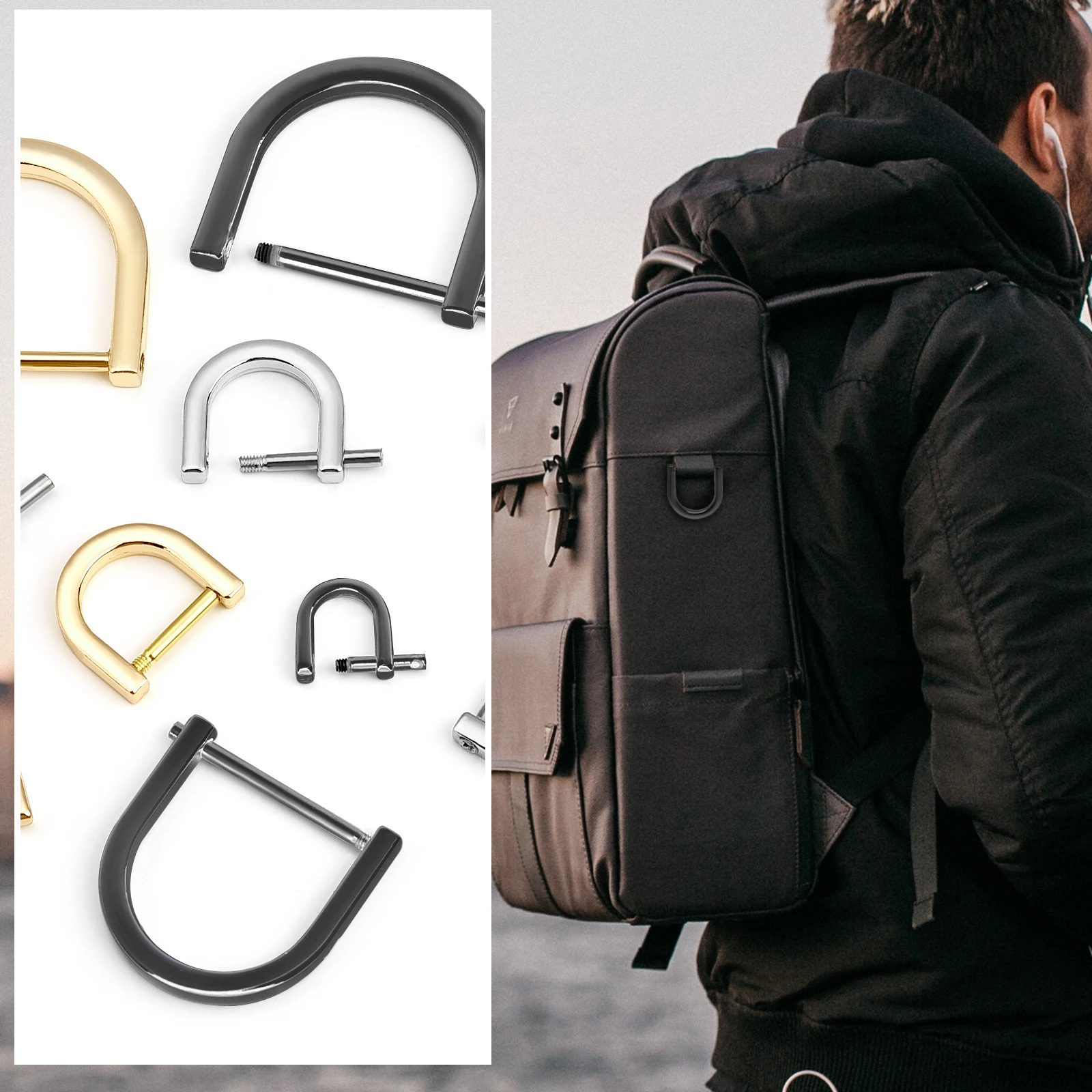 2 Pezzi Ve Aperta Anello A D Fibbia In Metallo Staccabile Chiusura Con Grillo Borsa Artigianale In Pelle Fai Da Te Cinturino Fibbia Per Cintura Accessori Per Moschettone - Foto 3