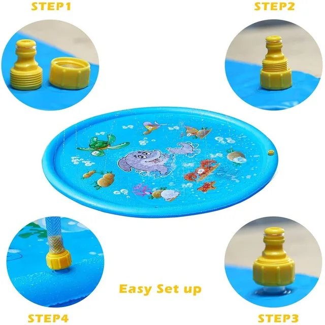 Kids Outdoor Water Spray Mat Children's Outdoor Toys Dolphin Shark Sport Mat Dinosaur Rainbow Water Spray Mat Summer Funny Toys 4