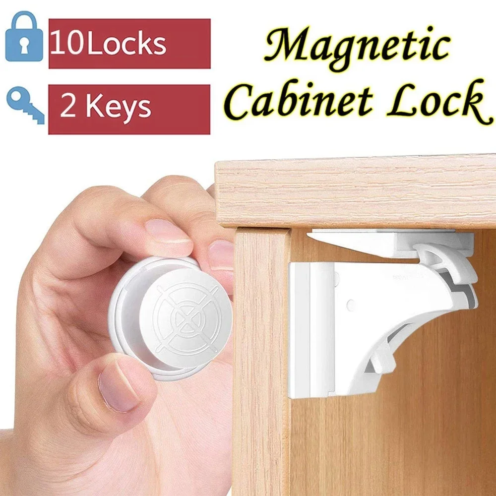 Child Safety Lock Magnetic No Drilling No Screws Door Drawer Children Protection Kids Security baby lock