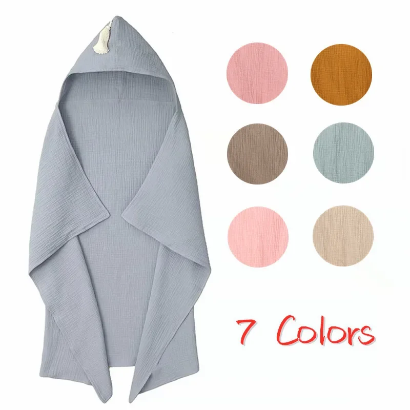 Asciugamano da bagno con cappuccio per bambini Coperta per la ricezione Mussola di cotone 4 strati di garza Swaddle Asciugamano avvolgente Mantello Accappatoio Mantello Poncho per bambini Chi - immagine 2