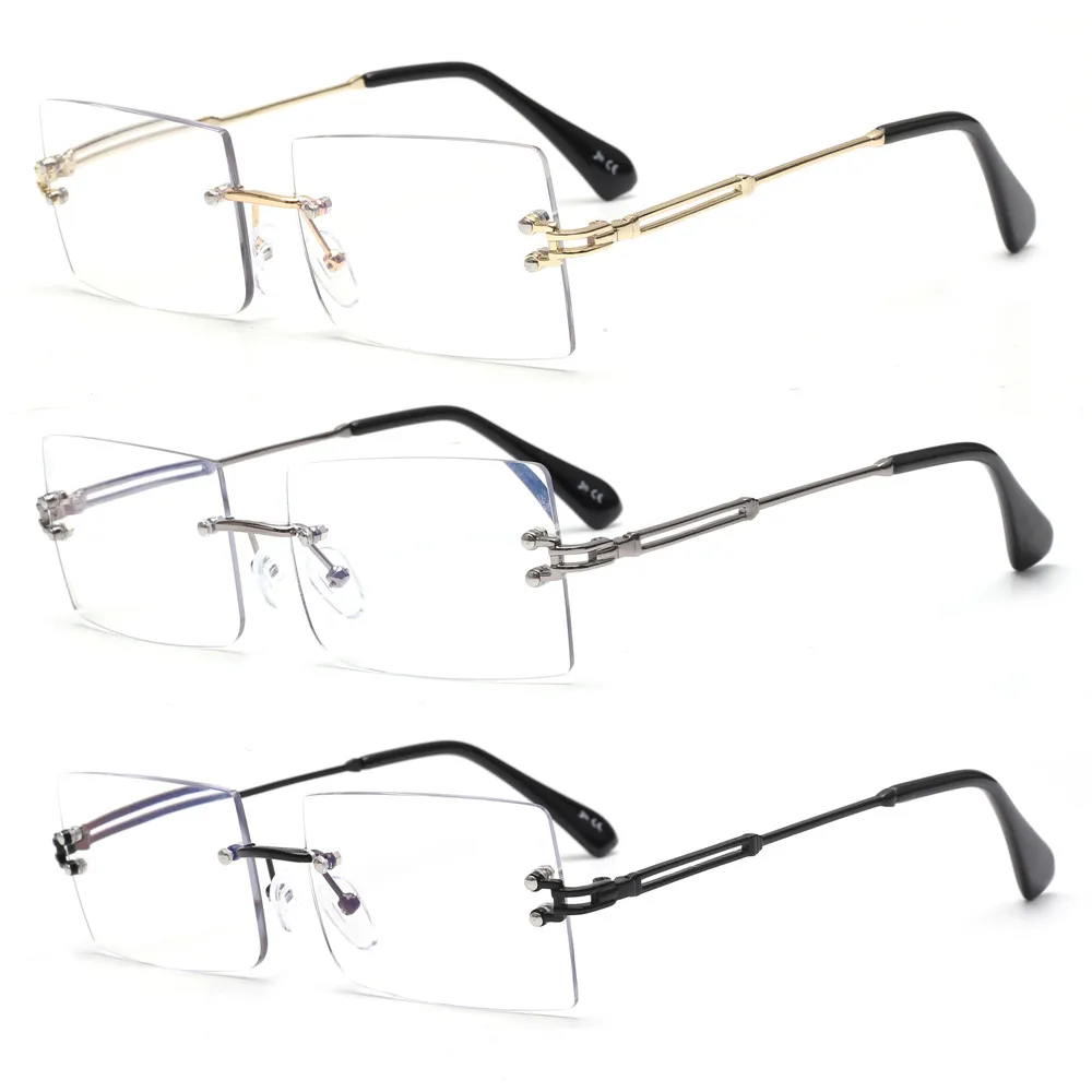 

JM 3pcs/set Anti Blue Light Reading Glasses Women Men Suqare Rimless Presbyopic Glasses Diopters 1/1.5/2/2.5/3/3.5