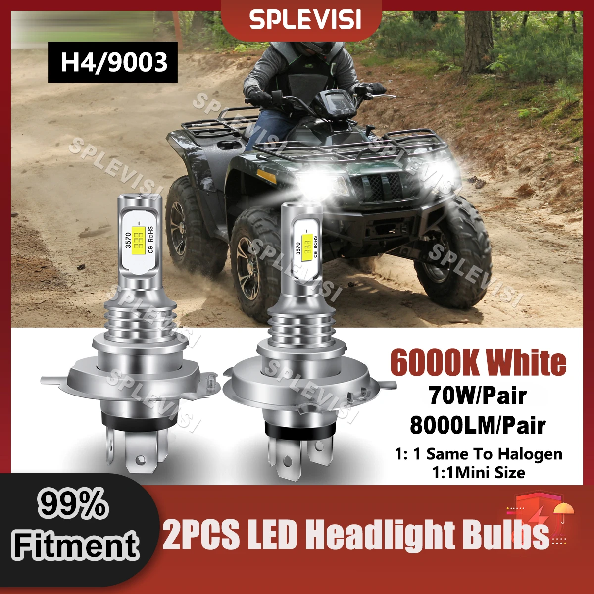 6000K HID White All-In-One LED Headlight Bulbs For Arctic Cat ZR 4000 2015 2016 2017 For Arctic Cat XF 6000 2015 2016 2017 2018 1 pair replace led headlight high brightness superior csp chip 6000k xenon white for arctic cat pantera 7000 2015 2016 2017 2018