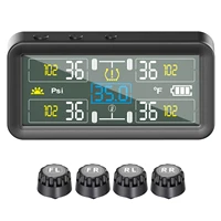 Tire Pressure Monitor with 4 External Sensors LCD Display  Solar and Type-C Charging Temperature for Car SUV Off-Road Vehicle