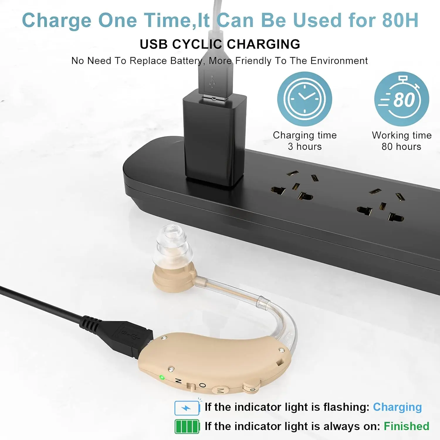 Rechargeable Hearing Aid for Seniors With Noise Reduction, Hearing Aid for Hearing Loss, Sound Amplifier With Volume Control 6