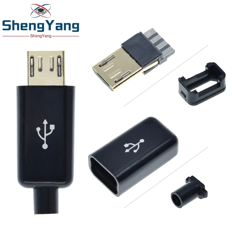 TZT 10/30 Stück Micro-USB 5-PIN Lötanschluss Stecker Ladegerät 5P USB-Ladebuchse 4-in-1 Weiß Schwarz