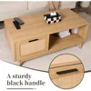 Mid Century Modern Coffee Table with Storage, Walnut Tea Table with Drawer, Coffee Tables w Open Storage Shelf 3