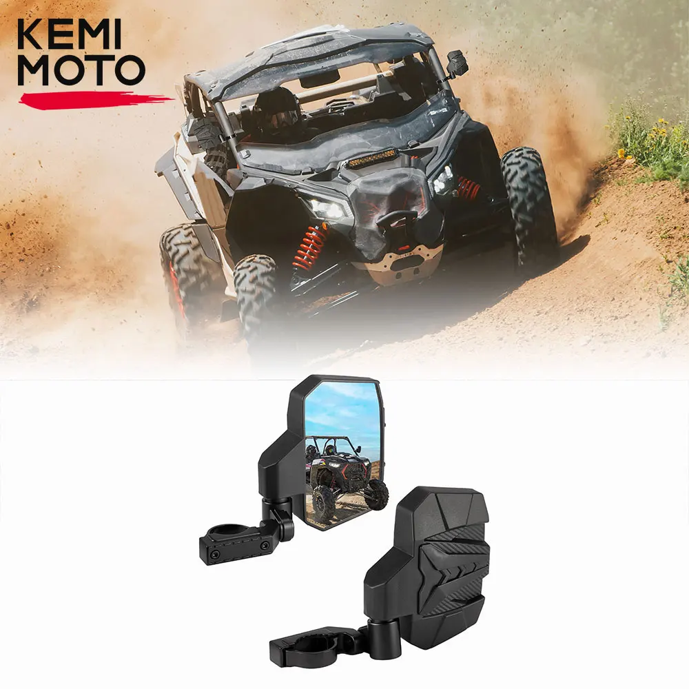 

KEMIMOTO UTV Side Rearview Mirror For 1.6-2" Roll Bars Compatible with Polaris RZR 1000 XP Ranger for Can-am X3 for John Deere