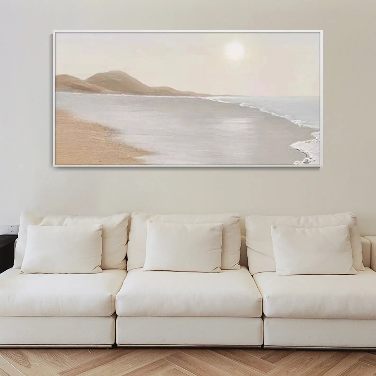 

Original Wabi-Sabi Seascape Oil Painting White Waves Abstract Ocean Beach Texture Art Modern Minimalist Living Room Wall Decor