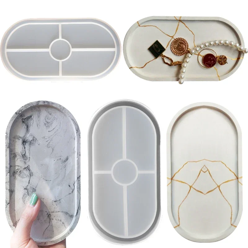 Oval Tray Cement Silicone Molds DIY Flower Pot Concrete Plaster Mould Ashtray Coaster Crystal Mould Gypsum Mold Home Decor Craft