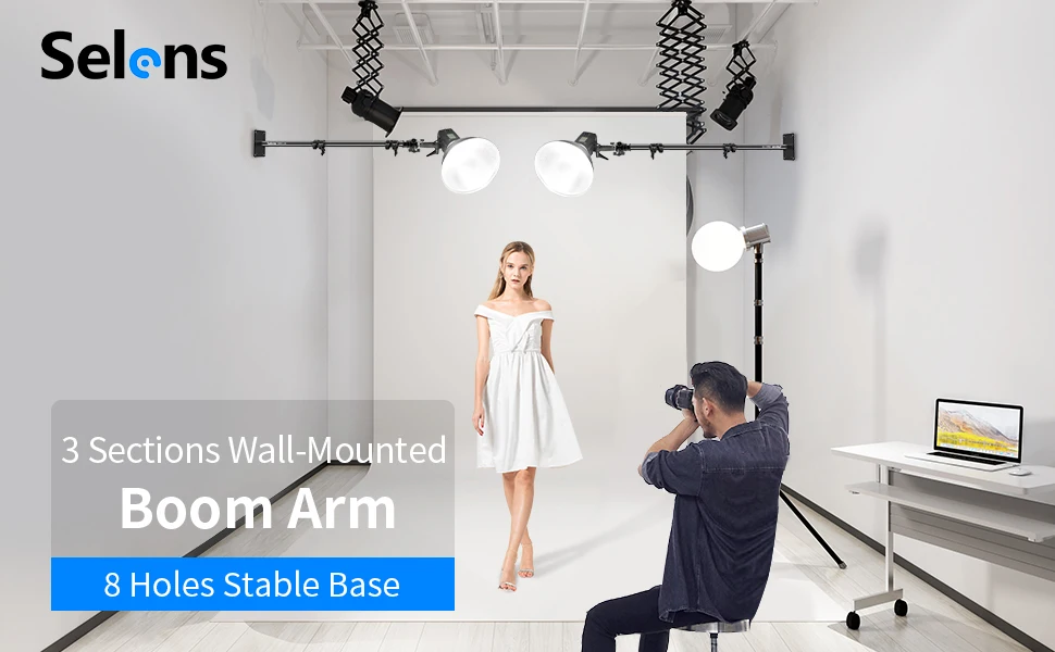 Description Picture 3 of itemCamera Wall Ceiling Boom Arm Mount Light Stand Telescopic Bracket With 1/4" 3/8" Thread For DSLR Video Strobe Flash Ring Light