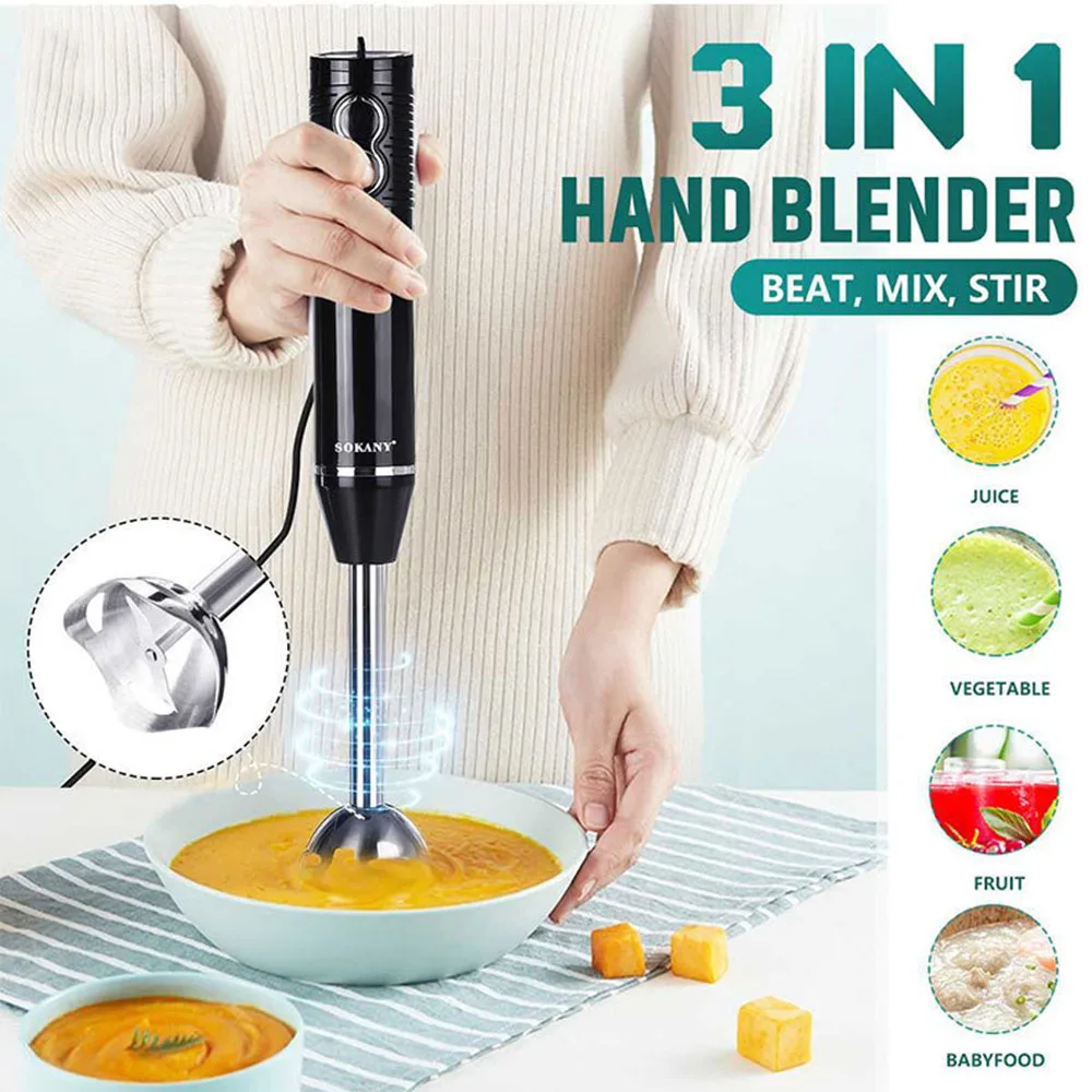 Portable Blender For Kitchen 3-in-1 Multifunctional Household Hand-held Small Electric Mixer Food Juicer Home Appliance