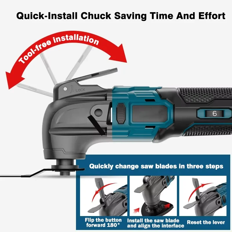Brushless Oscillating Multi-Tool Cordless Electric Saw Trimmer/Shovel/Cutting/Polishing Woodworking Tool for Makita 18V Battery 5
