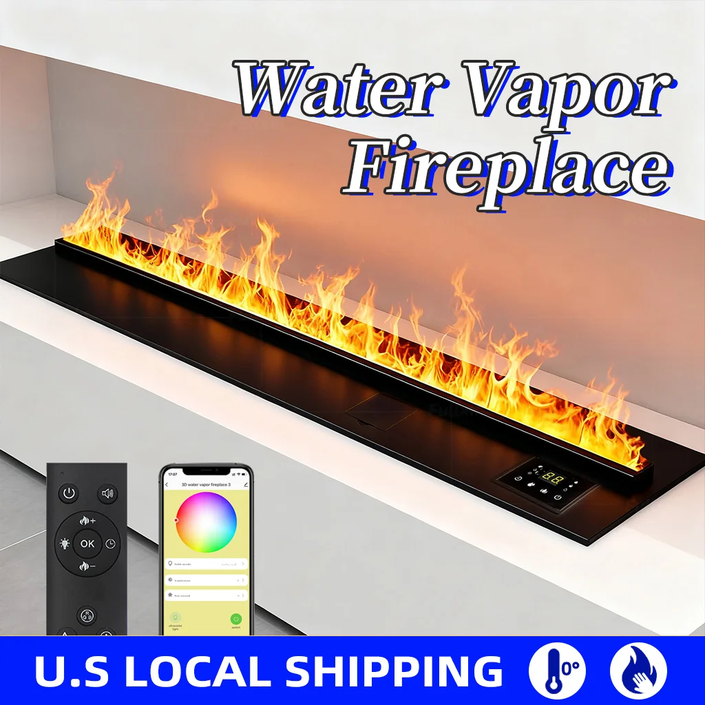 เตาผิงไฟฟ้าแบบฝังผนัง 3 มิติ พร้อมเปลวไฟเสมือนจริง ควบคุมด้วยระบบน้ำแบบแมนนวลและรีโมทคอนโทรล สำหรับห้องนั่งเล่นสมัยใหม่หรือ B 1