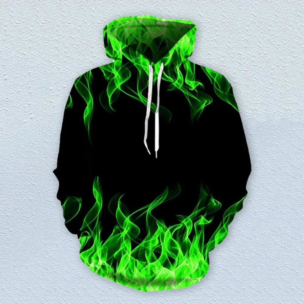 

Men Hoodie Gradient Pullover Hoodie Stylish Unisex Flame Print Hoodie Warm Loose-fit Pullover for Fall/winter Couple Halloween