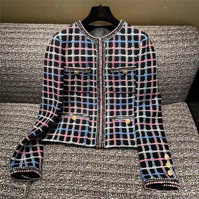 

Small Fragrance Designer Winter Clothing Women BabYoung Plaid Tweed Jack Wool Coats Korean Fashion Strreetwear 2023 Autumn